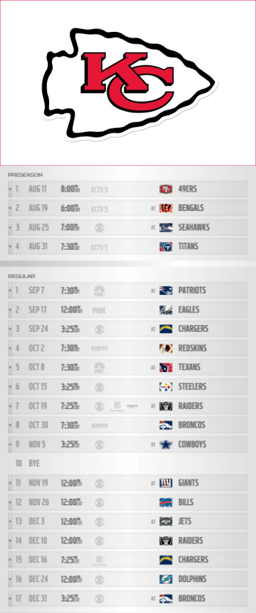 Chiefs Schedule 2017