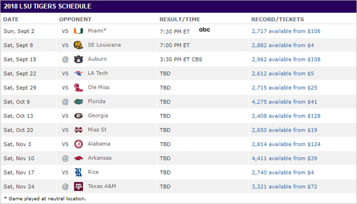 LSU schedule