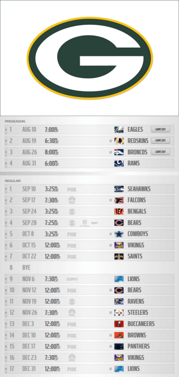 Packers Schedule 2017
