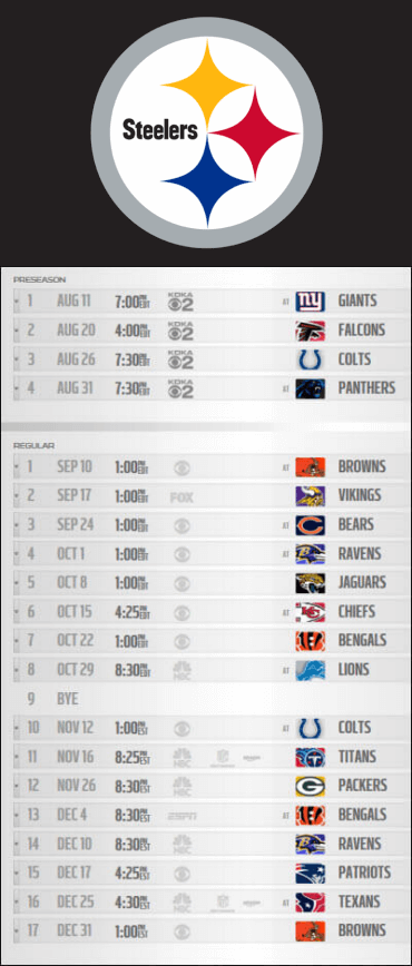 Steelers Schedule 2017